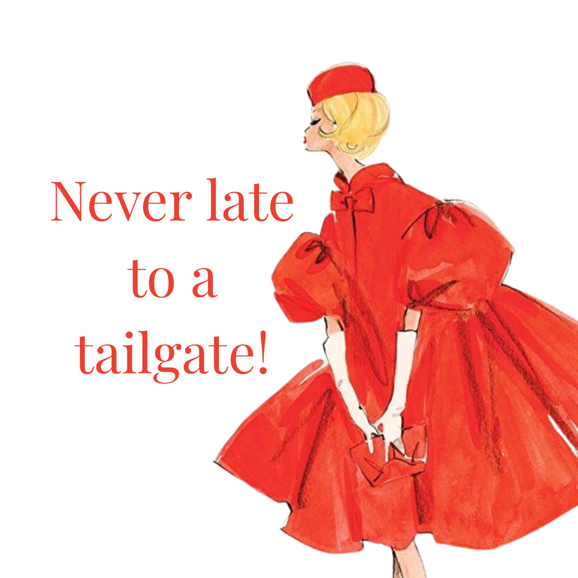 Never Late to a Tailgate Barbie Button