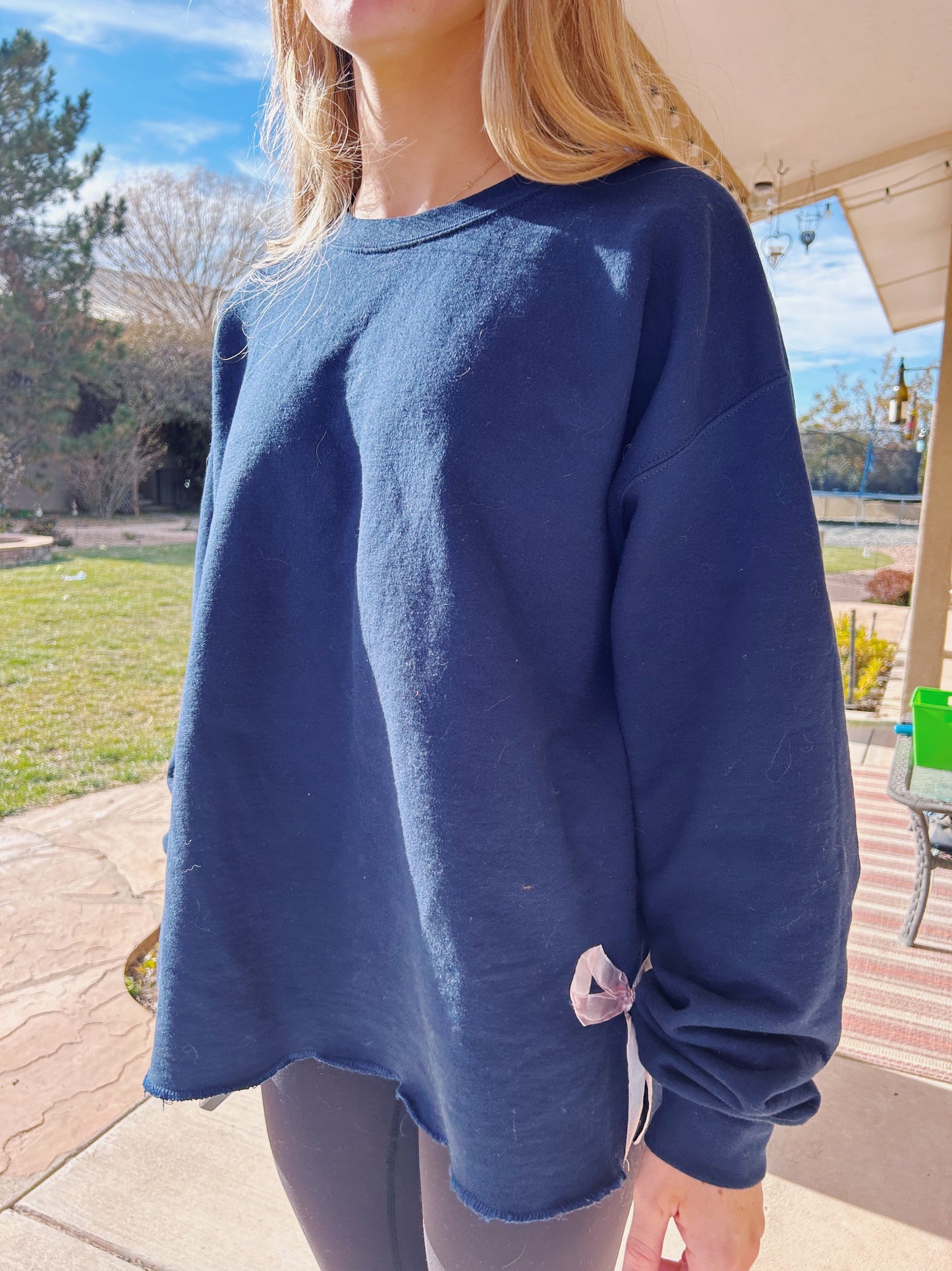 Side Stitch Bow Crewneck