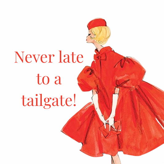Never Late to a Tailgate Barbie Button