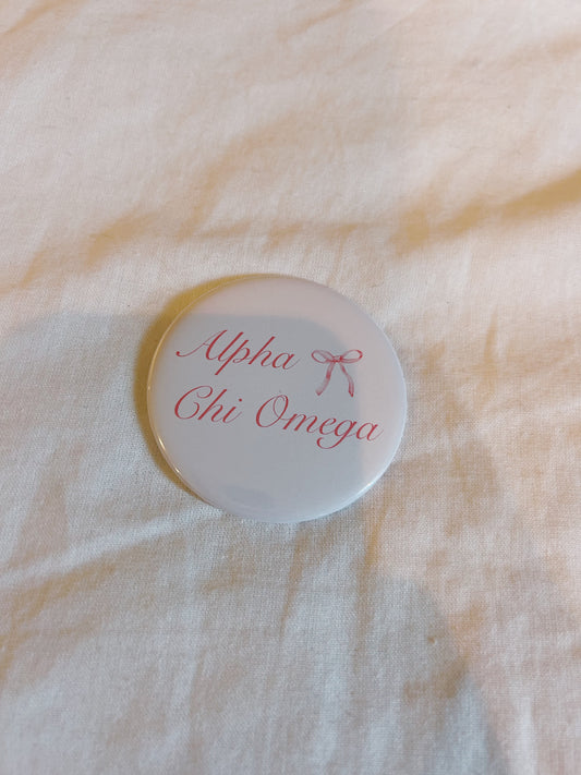 Pink Bow Sorority Button